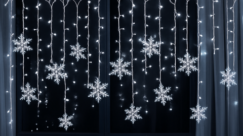 Snowflake LED Curtain String Lights for Holiday Window Decoration