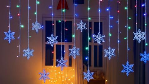 Snowflake LED Curtain String Lights for Holiday Window Decoration