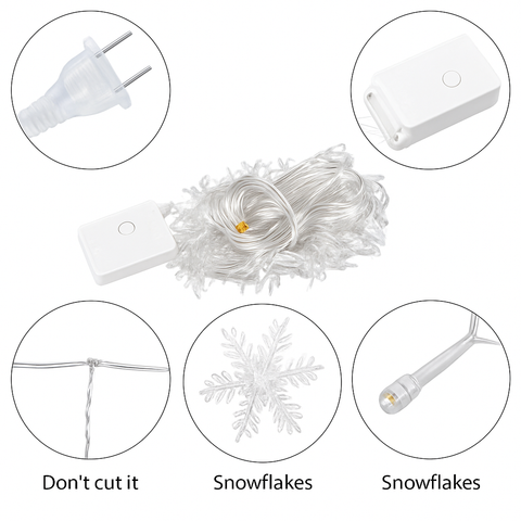 Snowflake LED Curtain String Lights for Holiday Window Decoration