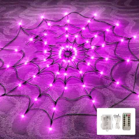 Halloween Spider Web String Lights with Remote and Light Modes