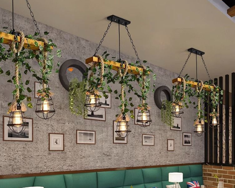Rustic Wood Beam Pendant Light for Kitchen Island and Dining Room