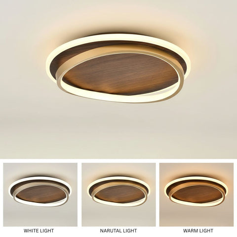 Scandinavian LED Ceiling Light with Wood-Look Finish for Modern Interiors