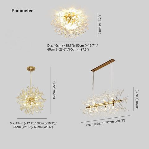 Branching Crystal Chandelier for Dining and Living Room Lighting
