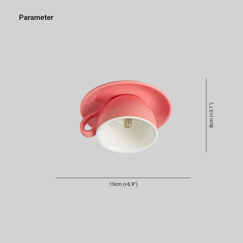 Ceramic Cup Flush Mount Ceiling Light for Bedrooms and Living Rooms