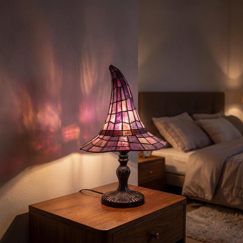 Witch Hat Design Stained Glass Lamp for Tables