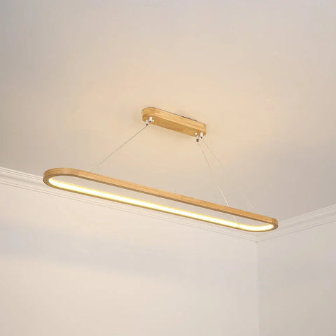 Oval Wood LED Pendant Light for Kitchen Islands and Dining Rooms