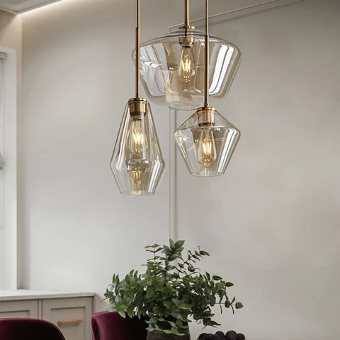 Faceted Glass Pendant Light for Dining and Living Room Accent Lighting
