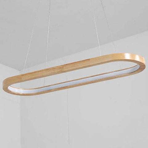 Oval Wood LED Pendant Light for Kitchen Islands and Dining Rooms
