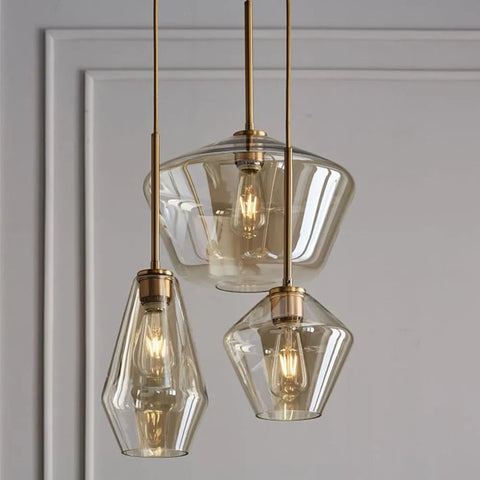 Faceted Glass Pendant Light for Kitchen Island and Dining Lighting
