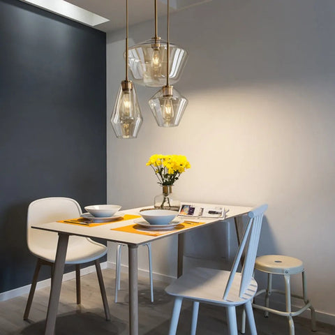 Faceted Glass Pendant Light for Dining and Living Room Accent Lighting