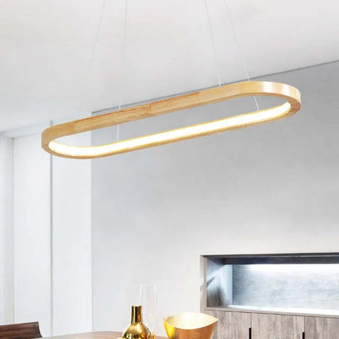 Oval Wood LED Pendant Light for Kitchen Islands and Dining Rooms