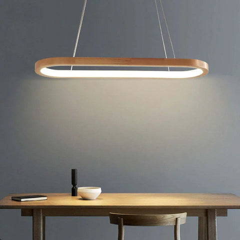 Oval Wood LED Pendant Light for Kitchen Islands and Dining Rooms