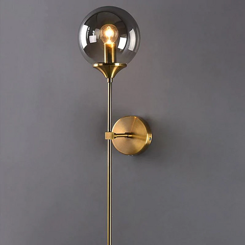 Brushed Metal and Glass Globe Wall Sconce for Modern Living Rooms