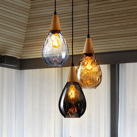 Textured Glass Teardrop Pendant Light for Kitchen Island Lighting