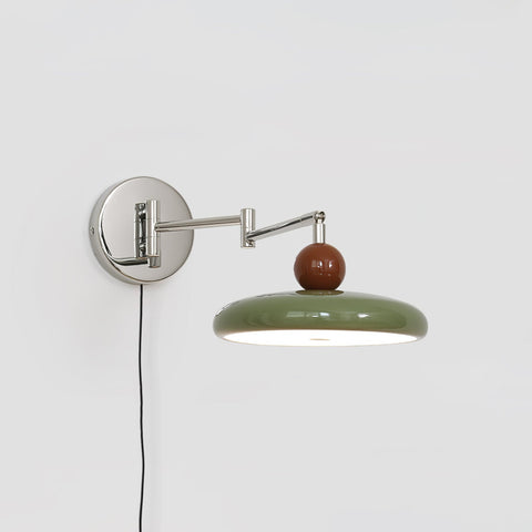 Adjustable Saucer Wall Sconce with Plug In Cord