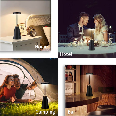 Wireless LED Table Lamp with Touch Control, Dimmable Light and USB Charging