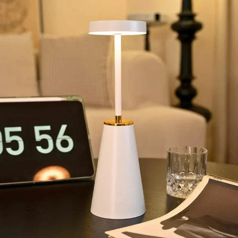 Wireless LED Table Lamp with Touch Control, Dimmable Light and USB Charging