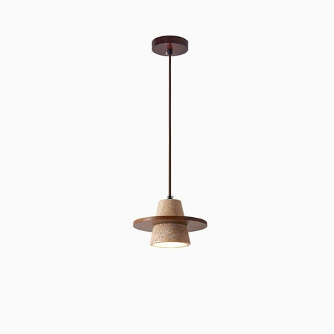 Travertine-Look Resin Pendant Light for Bedroom and Lounge Lighting