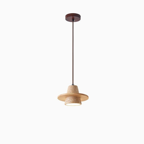 Travertine-Look Resin Pendant Light for Bedroom and Lounge Lighting