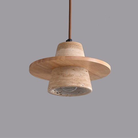 Travertine-Look Resin Pendant Light for Bedroom and Lounge Lighting