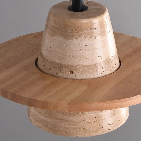 Travertine-Look Resin Pendant Light for Bedroom and Lounge Lighting