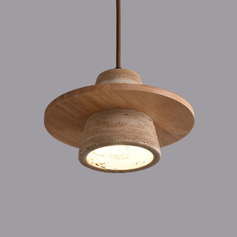 Travertine-Look Resin Pendant Light for Bedroom and Lounge Lighting