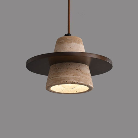 Travertine-Look Resin Pendant Light for Bedroom and Lounge Lighting