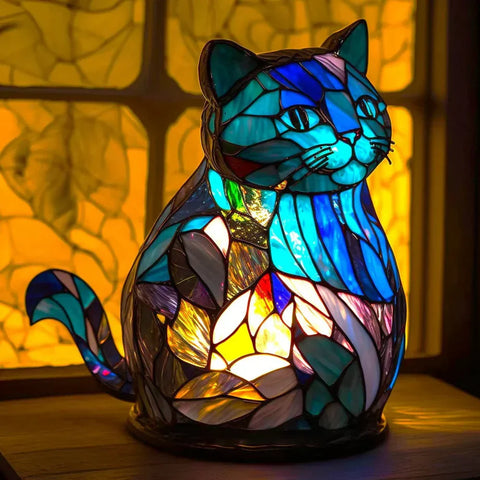 Stained Glass Mosaic Animal Accent Lamp with Sculptural Design