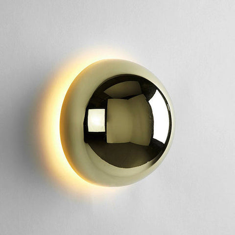 Round Glass and Iron LED Wall Lamp with Modern Design and Two Size Options
