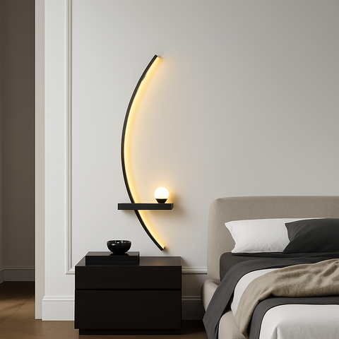 Curved Arc LED Wall Sconce with Glass Globe Accent Lighting