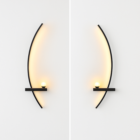 Curved Arc LED Wall Sconce with Glass Globe Accent Lighting