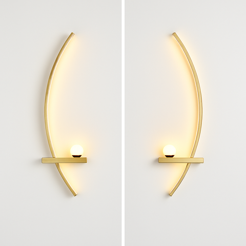 Curved Arc LED Wall Sconce with Glass Globe Accent Lighting