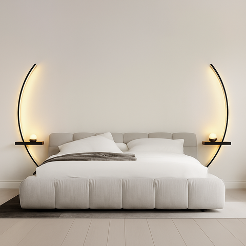 Curved Arc LED Wall Sconce with Glass Globe Accent Lighting