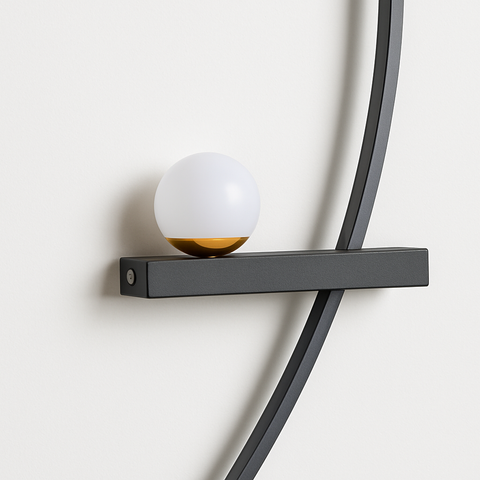 Curved Arc LED Wall Sconce with Glass Globe Accent Lighting