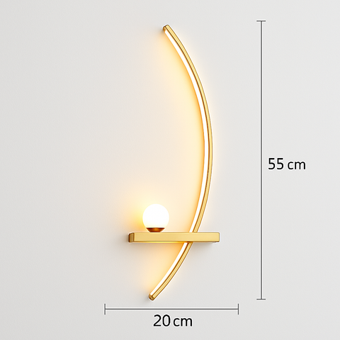 Curved Arc LED Wall Sconce with Glass Globe Accent Lighting
