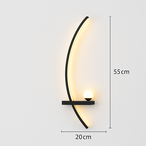Curved Arc LED Wall Sconce with Glass Globe Accent Lighting