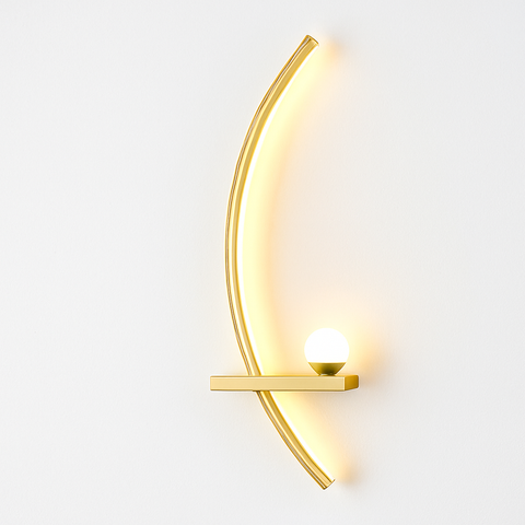 Curved Arc LED Wall Sconce with Glass Globe Accent Lighting