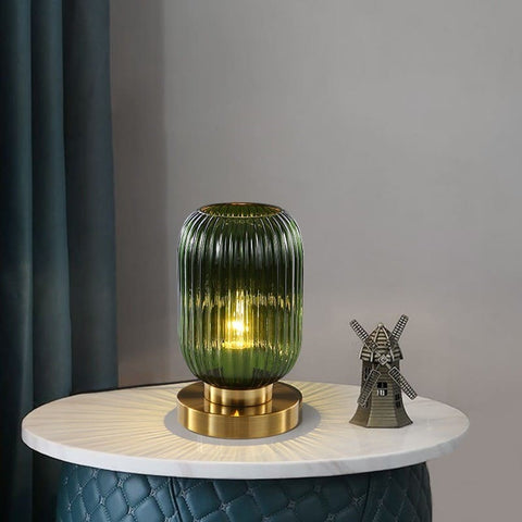 Tinted Glass Table Lamp for Bedside, Desk, and Living Room Lighting
