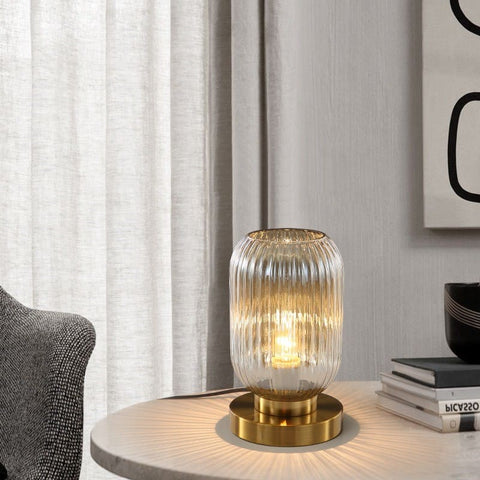 Tinted Glass Table Lamp for Bedside, Desk, and Living Room Lighting