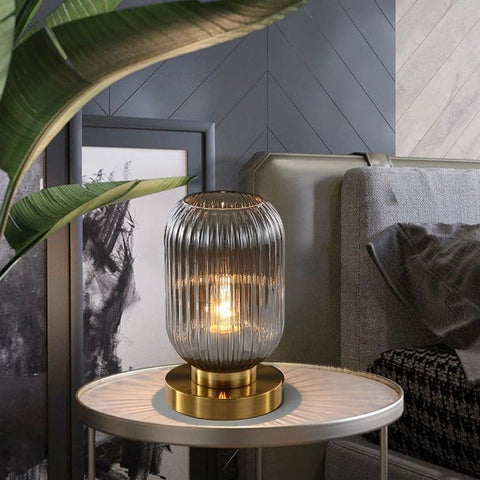 Tinted Glass Table Lamp for Bedside, Desk, and Living Room Lighting