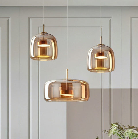Vintage Tinted Glass LED Pendant Light for Dining Rooms and Kitchens