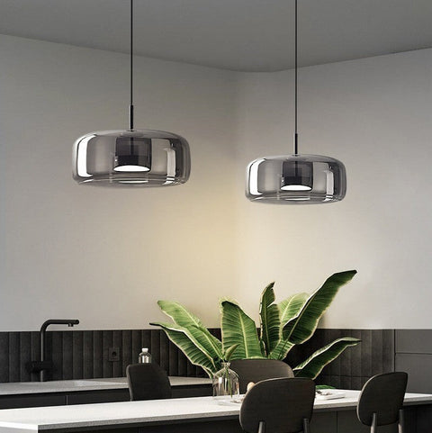 Vintage Tinted Glass LED Pendant Light for Dining Rooms and Kitchens