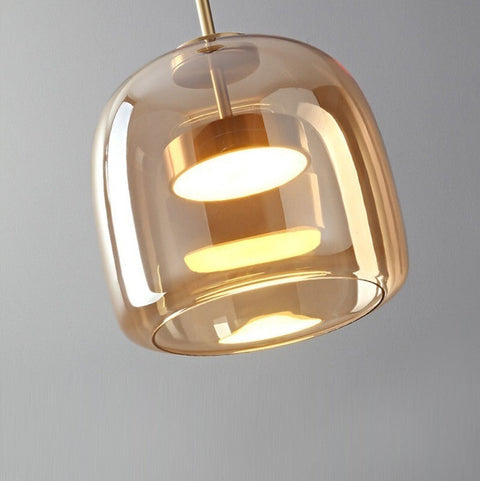 Vintage Tinted Glass LED Pendant Light for Dining Rooms and Kitchens