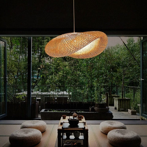 Handwoven Bamboo Pendant Light for Bohemian Dining and Living Rooms