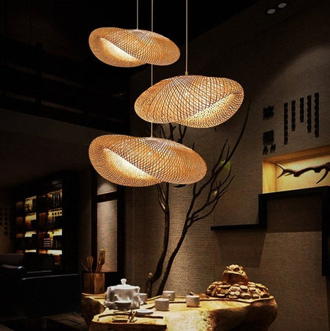 Handwoven Bamboo Pendant Light for Bohemian Dining and Living Rooms