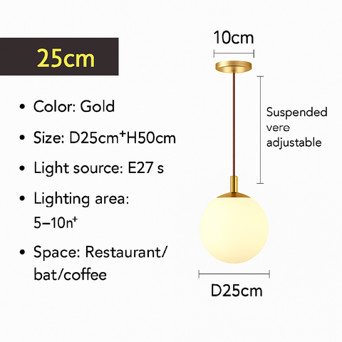 Opal Glass Globe Pendant Light for Dining and Hospitality Lighting