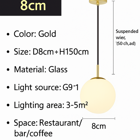 Opal Glass Globe Pendant Light for Dining and Hospitality Lighting
