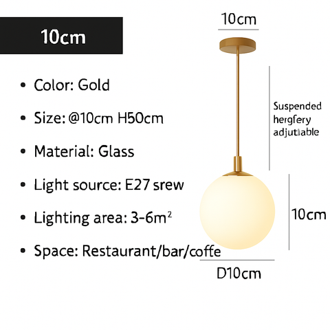 Opal Glass Globe Pendant Light for Dining and Hospitality Lighting
