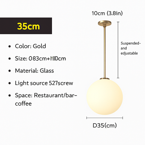Opal Glass Globe Pendant Light for Dining and Hospitality Lighting