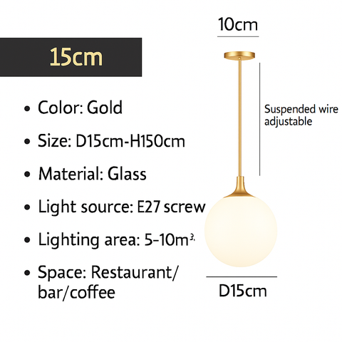 Opal Glass Globe Pendant Light for Dining and Hospitality Lighting